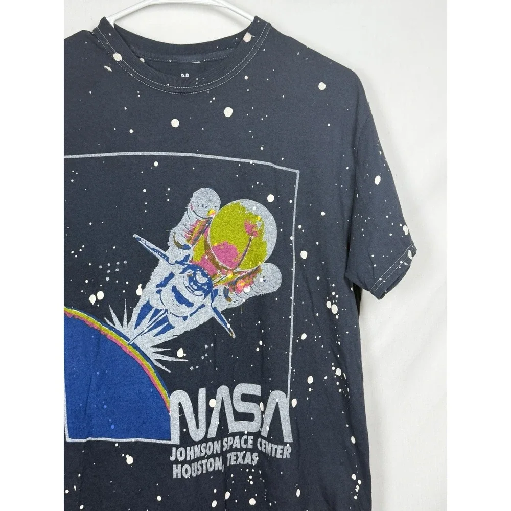 NASA Junk Food Clothing Tee Small Black Splatter Graphic Space Y2K